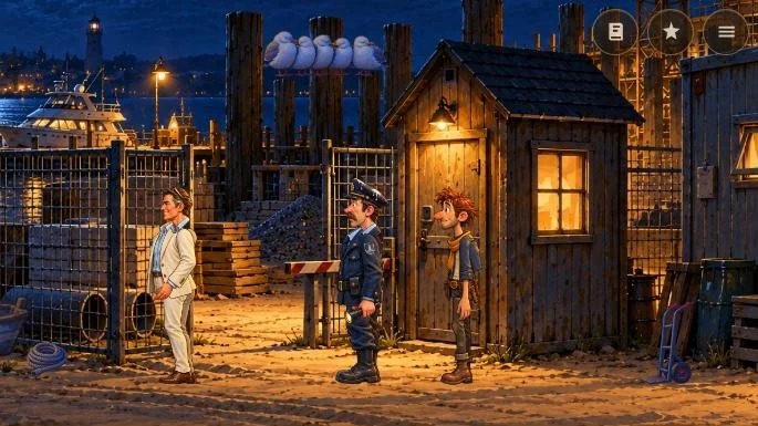 Nachts auf der Baustelle Möwenhorst vor dem Wachhäuschen